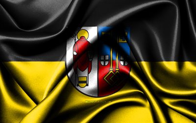 bandera de krefeld, 4k, ciudades alemanas, banderas de tela, dia de krefeld, banderas de seda onduladas, alemania, ciudades de alemania, krefeld