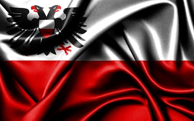 lübecks flagga, 4k, tyska städer, tygflaggor, lübecks dag, vågiga sidenflaggor, tyskland, städer i tyskland, lubeck
