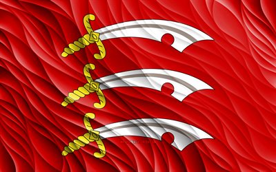 Flag of Essex, 4k, silk 3D flags, Counties of England, Day of Essex, 3D fabric waves, Essex flag, silk wavy flags, english counties, Essex, England