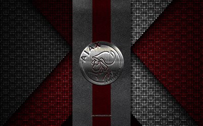 AFC Ajax, Eredivisie, red white knitted texture, AFC Ajax logo, Dutch football club, AFC Ajax emblem, football, Ajax, Netherlands, AFC Ajax badge, FC Ajax