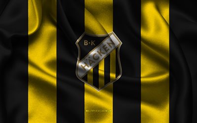 chk, bc hakken logo, gelbe schwarze fabrik, fußballmannschaft reduzieren, bc hakken emblem, allsvenskan, bc hakken, reduzieren, fußball, bc hakken flag