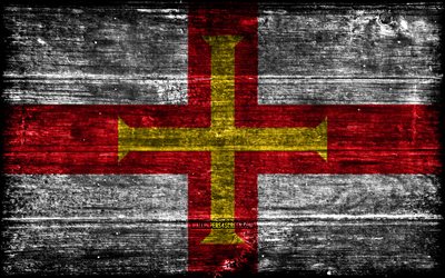 Guernsey wooden flag, 4k, wooden grunge flags, European countries, flag of Guernsey, Day of Guernsey, Europe, Guernsey flag, Guernsey, Guernsey national symbols, Channel Islands