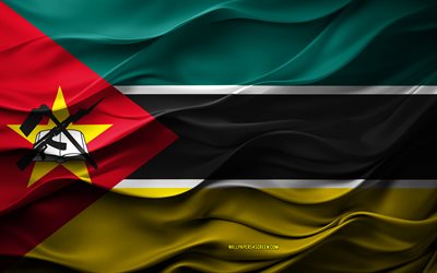4k, علم موزمبيق, البلدان الأفريقية, 3d mozambique العلم, أفريقيا, العلم موزمبيق, الملمس ثلاثي الأبعاد, يوم موزمبيق, الرموز الوطنية, الفن ثلاثي الأبعاد, موزمبيق