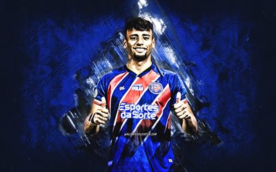 Luciano Rodriguez, EC Bahia, Uruguayan football player, blue stone background, Brazil, grunge art, football, Esporte Clube Bahia