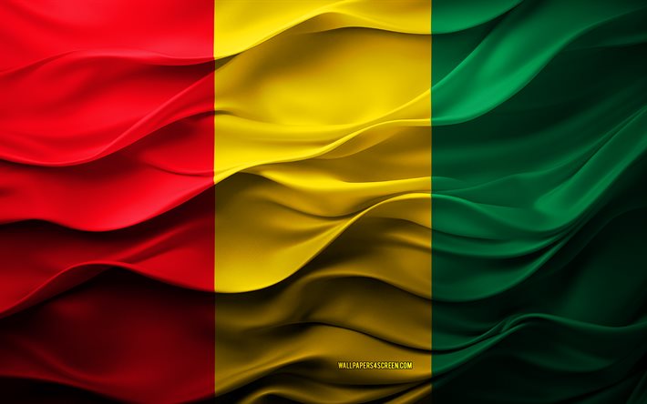 4k, guineas flagg, afrikanska länder, 3d guinea  flagga, afrika, guinea, 3d  konsistens, guineas dag, nationella symboler, 3d  konst