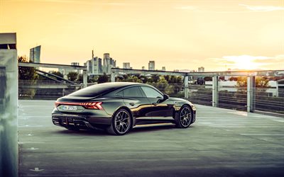 2024, audi rs e tron gt, vista trasera, exterior, black rs e tron gt, autos eléctricos, autos alemanes, audi