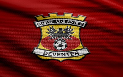 adelante el logotipo de la tela de las águilas, 4k, fondo de tela roja, eredivisie, bokeh, fútbol, adelante el logo de las águilas, fútbol americano, adelante, eagles emblema, adelante las águilas fc, club de fútbol holandés, adelante las águilas