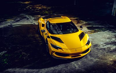 2024, novitec ferrari 296 n largo, 4k, vista frontal, exterior, superdeportivos, ferrari amarillo, tuning ferrari 296, novitec, autos deportivos italianos, ferrari