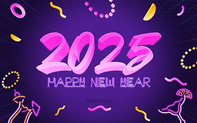 2025 bonne année, fond violet, 2025 fond 3d, 2025 concepts, bonne année 2025, 2025 art, 2025 carte de vœux