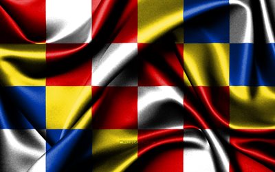 antwerpen flagga, 4k, belgiska provinser, tygflaggor, antwerpens dag, antwerpens flagga, vågiga sidenflaggor, belgien, belgiens provinser, antwerpen