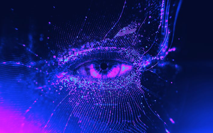 ojo humano abstracto, 4k, creativo, ciberpunk, arte abstracto, ojos abstractos, foto con ojo, obra de arte, ojo ciberpunk