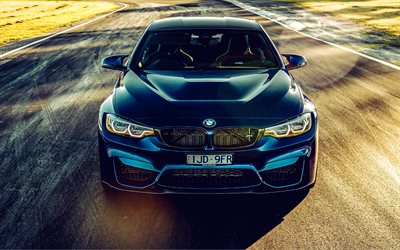 BMW M4 CS, front view, 2018 cars, HDR, F82, tuning, Blue BMW M4 CS, 2018 BMW M4 CS, BMW F82, german cars, BMW