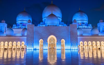abu dhabi, sheikh zayedin suuri moskeija, arabiemiirikunnat, yö, yhdistyneet arabiemiirikunnat