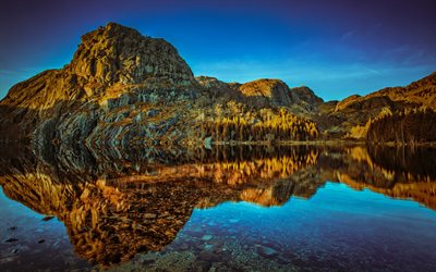 lake, mountains, sky, reflection, autumn, Norway, Rogaland