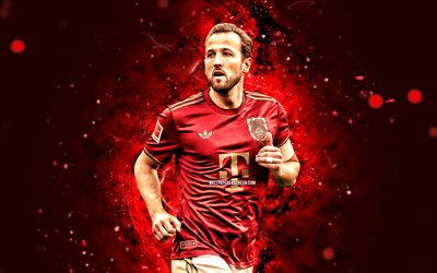 4k, harry kane, 2025, bayern münih fc, bundesliga, ingiliz futbolcular, kırmızı neon işıklar, harry kane 4k, futbol, harry kane bayern münih