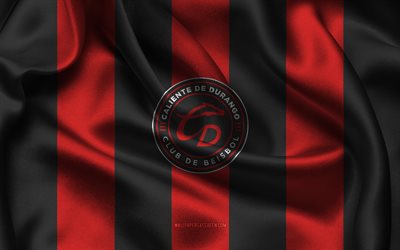 4k, caliente de durango logosu, kırmızı siyah 3d arka plan, caliente de durango amblemi, amerikan beyzbol takımı, caliente de durango bayrağı, 3d doku, mlb, amerika, caliente de durango, beyzbol, major league beyzbol