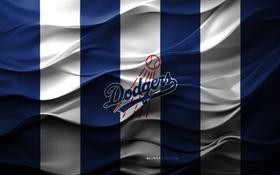 4k, los angeles dodgers logosu, mavi beyaz 3d arka plan, los angeles dodgers amblemi, amerikan beyzbol takımı, los angeles dodgers bayrağı, 3d doku, mlb, amerika, los angeles dodgers, beyzbol, major league beyzbol