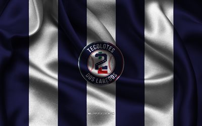 4k, tecolotes de los dos laredos logosu, mavi beyaz ipek kumaş, meksika beyzbol takımı, tecolotes de los dos laredos amblemi, meksika beyzbol ligi, tecolotes de los dos laredos, meksika, beyzbol, tecolotes de los dos laredos bayrağı, lmb