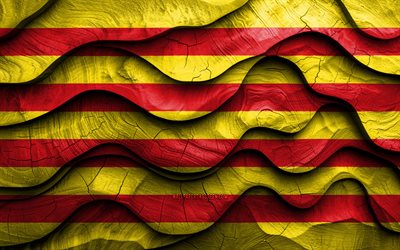 4k, drapeau de roussillon, provinces de france, drapeaux d'ondes 3d en bois, jour de roussillon, france, drapeau en bois de roussillon, europe, provinces françaises, roussillon
