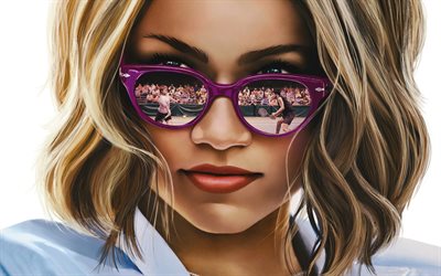 tashi donaldson, 4k, fan art, herausforderer, 2024 film, zendaya, sonnenbrille, kunstwerk, zendaya coleman