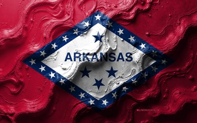 drapeau de l'arkansas, 4k, texture des vagues de pierre, drapeau 3d arkansas, drapeau de l'état de l'arkansas, usa, drapeaux des états américains, arkansas