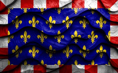 4k, drapeau de la tournée, provinces de france, drapeaux d'ondes 3d en bois, jour de la tournée, france, drapeau en bois de touraine, europe, provinces françaises, tournée