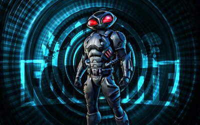 black manta fortnite, 4k, blå spiralbakgrund, fortnite, kreativ, svart manta, fortnite svart manta hud, svart mana, fortnite  karaktärer