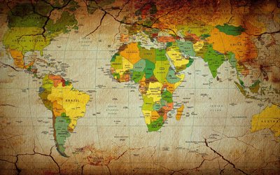 world map, geographical world map, countries, map