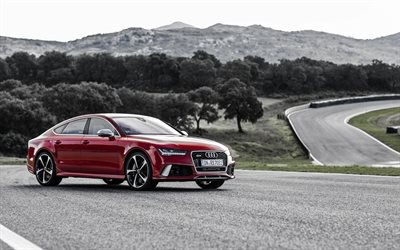 Audi RS7 A5, 2016, red Audi, Kırmızı rs7, spor salonları, yeni arabalar, Audi