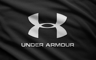 4k, Under Armour fabric logo, creative, fashion brands, bokeh, black fabric background, Under Armour logo, brands logo, Under Armour, brands
