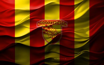 4k, logotipo de goztepe sk, fondo 3d rojo amarillo, super liga, goztepe sk emblema, equipo de fútbol turco, bandera de goztepe sk, textura 3d, pavo, goztepe fc, fútbol americano, fútbol, goztepe sk, goztepe