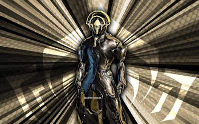 4k, frost prime, warframe, fond de rayons bruns, art abstrait, skins warframe, personnages warframe, frost prime warframe, art créatif