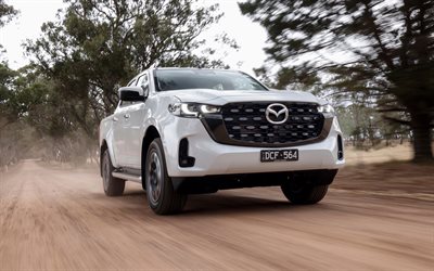 mazda bt 50 xtr, 4k, fuera de la carretera, 2025 autos, au especificación, camionetas, white mazda bt 50, 2025 mazda bt 50, autos japoneses, mazda