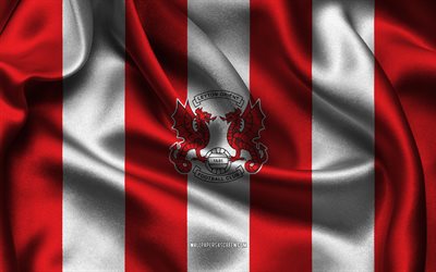 4k, logo leyton orient fc, tissu de soie blanc rouge, équipe de football anglaise, emblem leyton orient fc, ligue un, leyton orient fc, angleterre, football, leyton orient