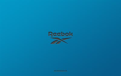 Reebok logo, brands, blue background, Reebok emblem, carbon art, Reebok, popular clothing manufacturers, carbon logo, Reebok carbon logo
