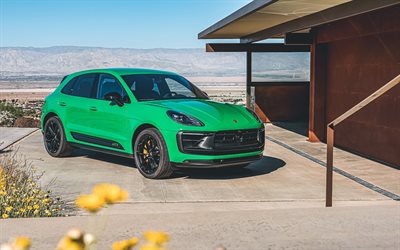 2025, porsche macan gts, 4k, vista frontale, esterno, porsche macan verde, new macan gts 2025, auto tedesche, porsche