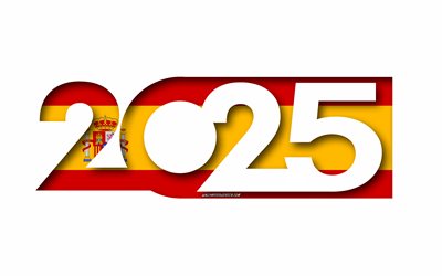 2025 espagne, fond blanc, usa, art minimal, 2025 concepts d'espagne, espagne 2025, drapeau de l'espagne, 2025 fond d'espagne, drapeau espagnol