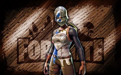 royale knight fortnite, 4k, fond de diagonale brun, grunge, fortnite, œuvres d'art, skin de royale knight, personnages fortnite, royale knight, skin fortnite royale knight