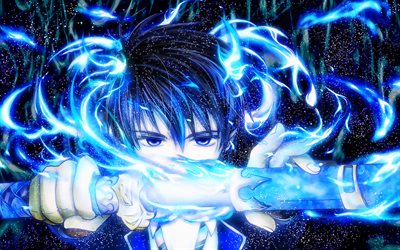 rin okumura, manga, exorcista azul, espada azul, llamas de fuego azul, personajes exorcistas azules, ao no exorcista, rin okumura blue exorcist