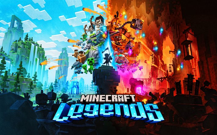 minecraft legends, 4k, juliste, 2023 peliä, luova, fani  taide