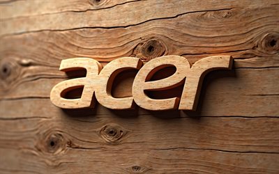 4k, acer ahşap logosu, yaratıcı, ahşap arka planlar, bokh, acer 3d logosu, sanat eseri, acer logosu, elektronik markaları, acımasız