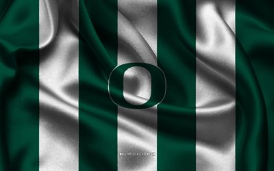 4k, Oregon Ducks logo, green white silk fabric, American football team, Oregon Ducks emblem, NCAA, Oregon Ducks, USA, American football, Oregon Ducks football, National Collegiate Athletic Association