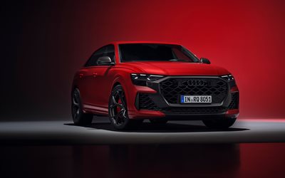 4k, アウディrs q8, 高級車, 2025車, スタジオ, レッドアウディrs q8, 2025アウディrs q8, ドイツの車, アウディ