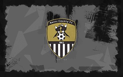 logotipo del grunge del condado de notts fc, 4k, liga dos, fondo de grunge negro, fútbol, notts county fc emblem, fútbol americano, logotipo del condado de notts fc, notts county fc, club de fútbol inglés, condado de notts