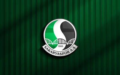 4k, sakaryaspor 3d  logo, 1 lig, grüner 3d  hintergrund, fußball, sakaryaspor emblem, sakaryaspor logo, sakaryaspor, turkischer fußballverein, sakaryaspor fc
