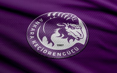 Keciorengucu fabric logo, 4k, violet fabric background, 1 Lig, bokeh, soccer, Keciorengucu logo, football, Keciorengucu emblem, Keciorengucu, turkish football club, Keciorengucu FC