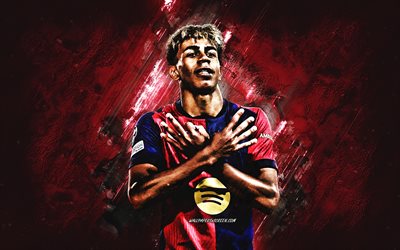 lamin yamal, fc barcelona, spanskfotboll, barca, bourgogne stone bakgrund, grunge konst, målfirande, lamin yamalskylt, la liga, spanien, kataloni, fotboll, lamin yamal barcelona