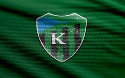 kocaelispor kumaş logosu, 4k, yeşil kumaş arka plan, 1 lig, bokh, futbol, kocaelispor logosu, kocaelispor amblemi, kocaelispor, türk futbol kulübü, kocaelispor fc