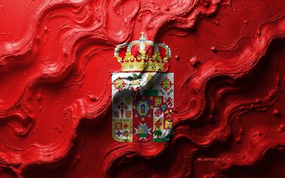 ciudad real flag, 4k, texture des vagues de pierre, drapeau de ciudad réel, 3d ciudad real flag, espagne, drapeaux des provinces d'espagne, ciudad réel