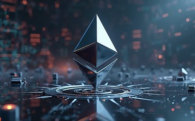 ethereum metal işareti, 4k, ethereum amblemi, ethereum 3d işareti, teknoloji arka planı, ethereum logosu, eti, kripto para birimi, finans arka planı, ethereum işareti ile arka plan